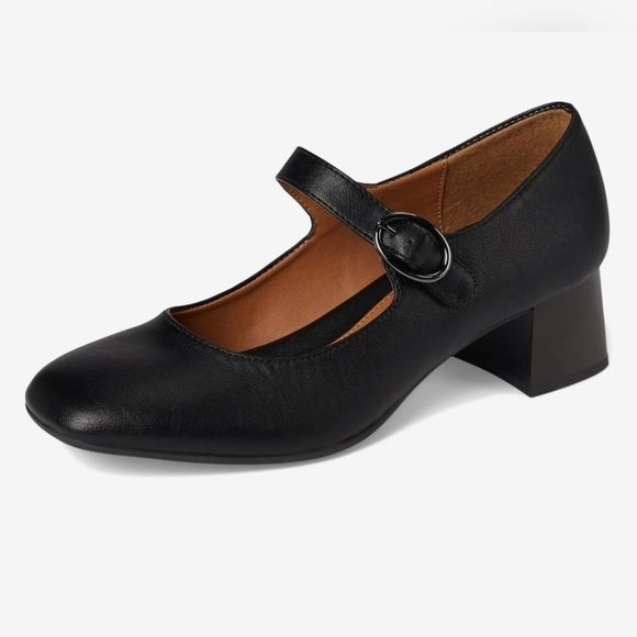 EuroSoft Black Paulette Mary Janes Square Toe Block Heels Classy Comfort Sz.8M - Picture 1 of 9